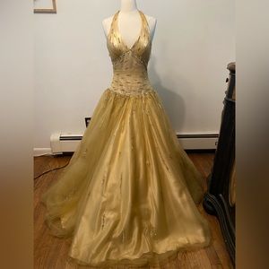 Mori Lee beaded drop waist prom dress